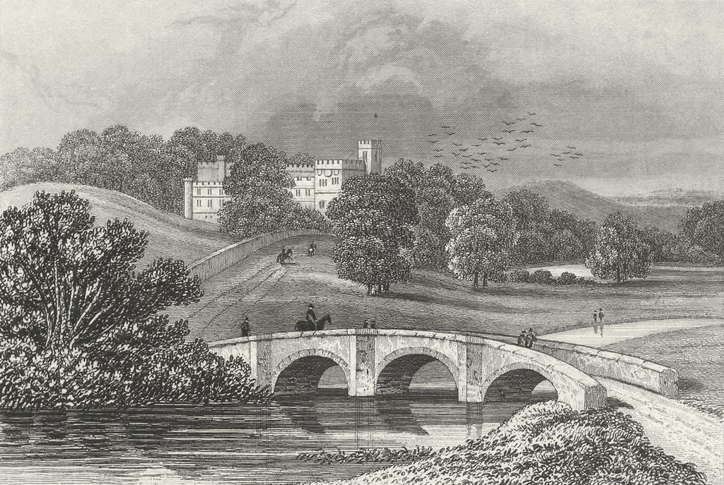 DERBYS. Haddon Hall, hire. DUGDALE bridge River c1840 old antique print